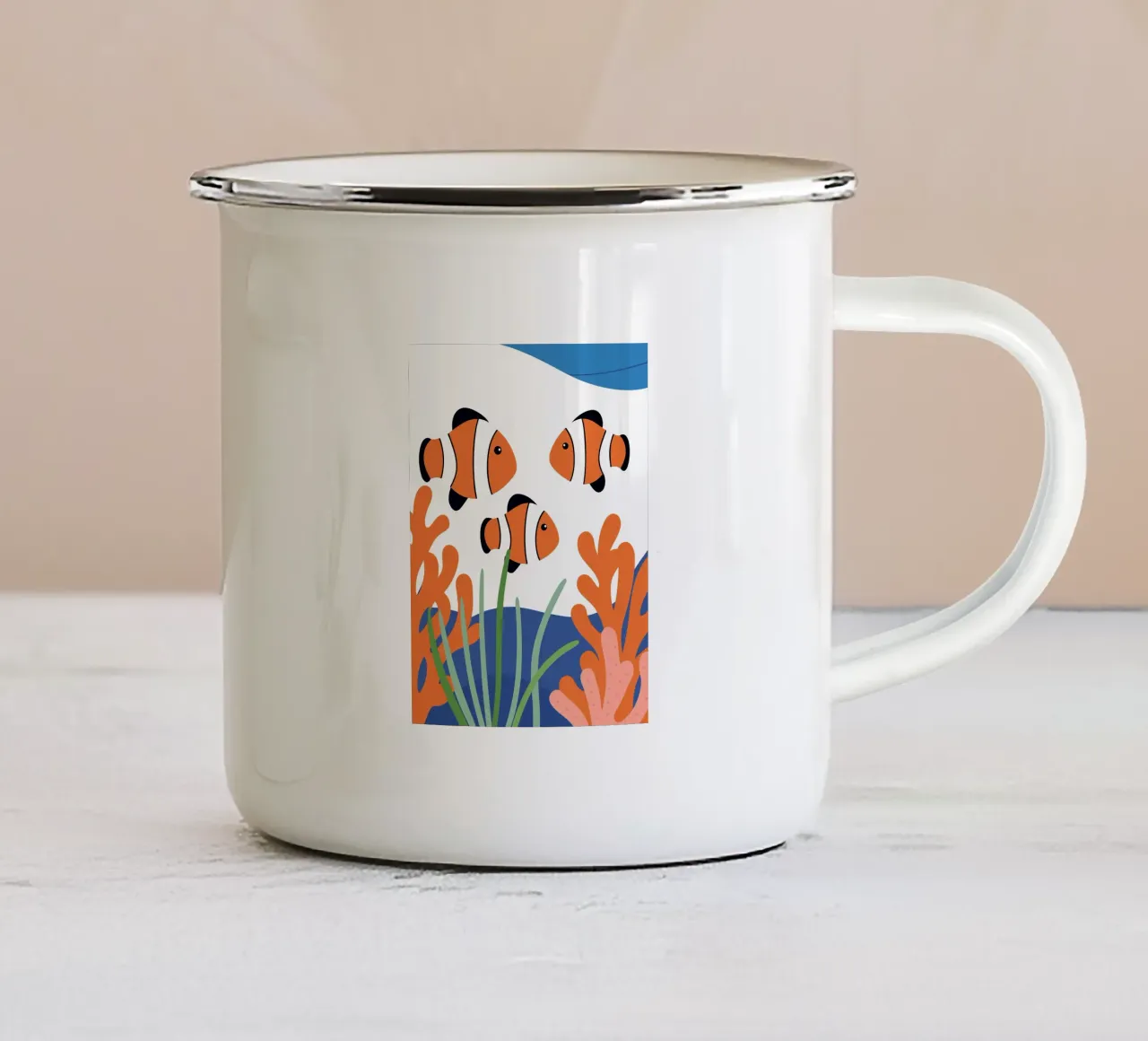 Pesce pagliaccio e corallo tazza in smalto da PROTECT ANIMALS
