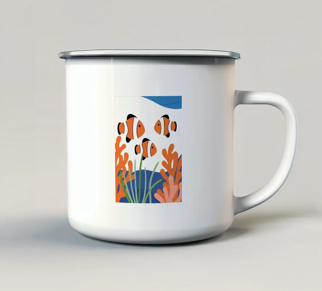 Pesce pagliaccio e corallo tazza in smalto da PROTECT ANIMALS