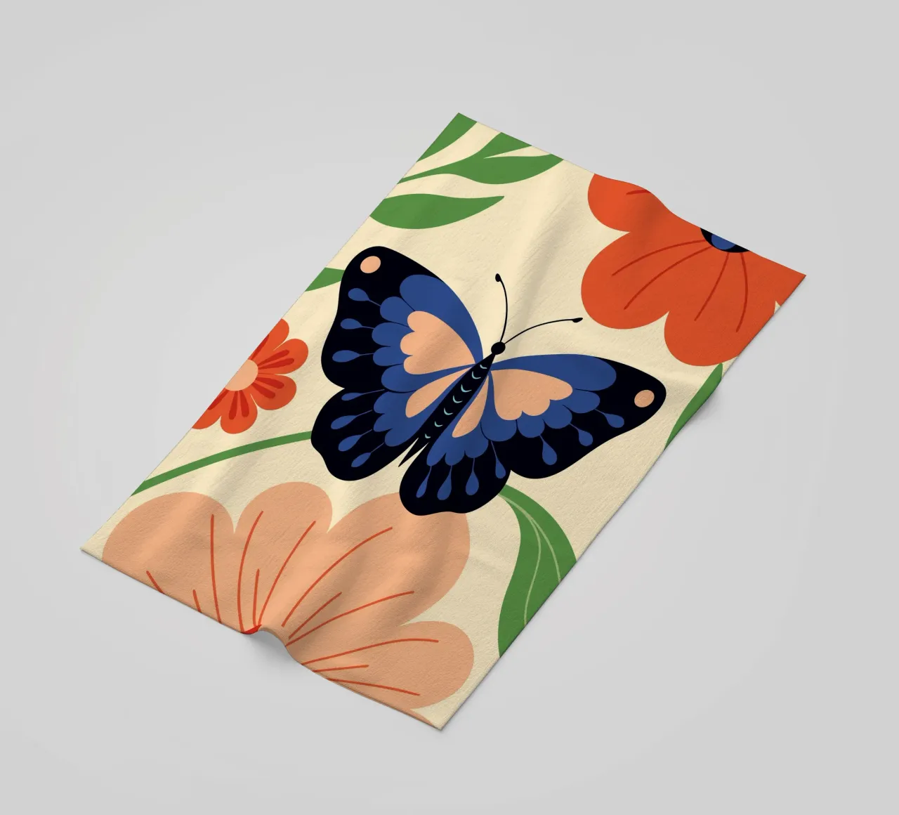 Farfalla e fiori telo mare da PROTECT ANIMALS