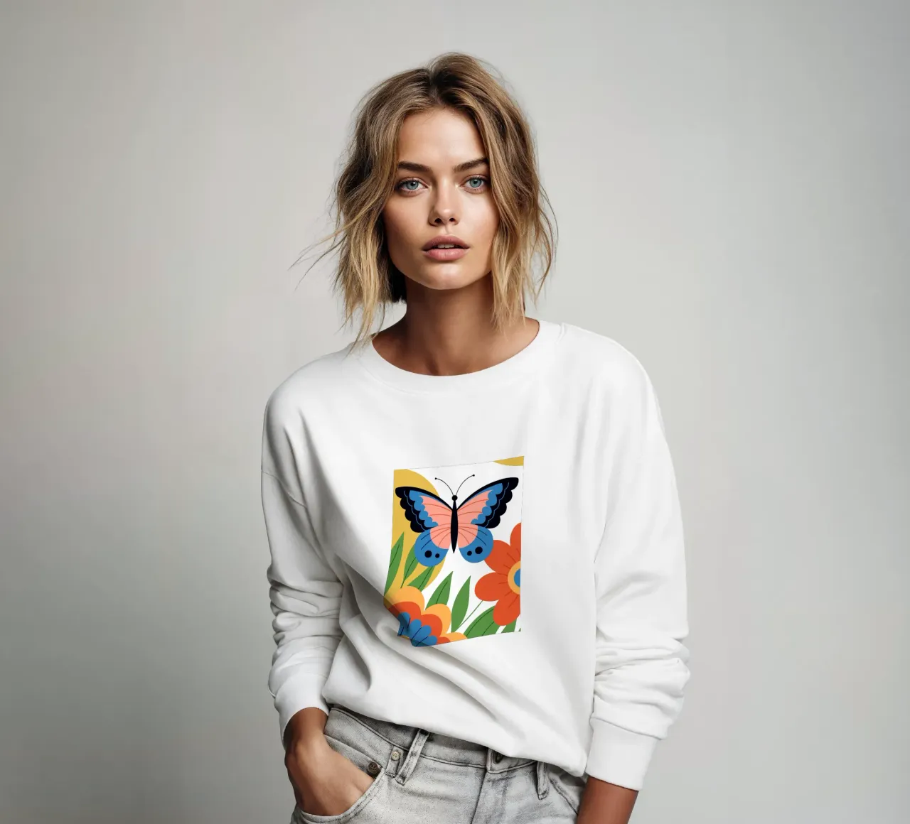 Butterfly and Flowers sweatshirt by PROTECT ANIMALS