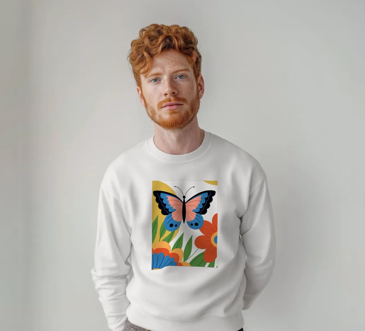 Butterfly and Flowers sweatshirt by PROTECT ANIMALS