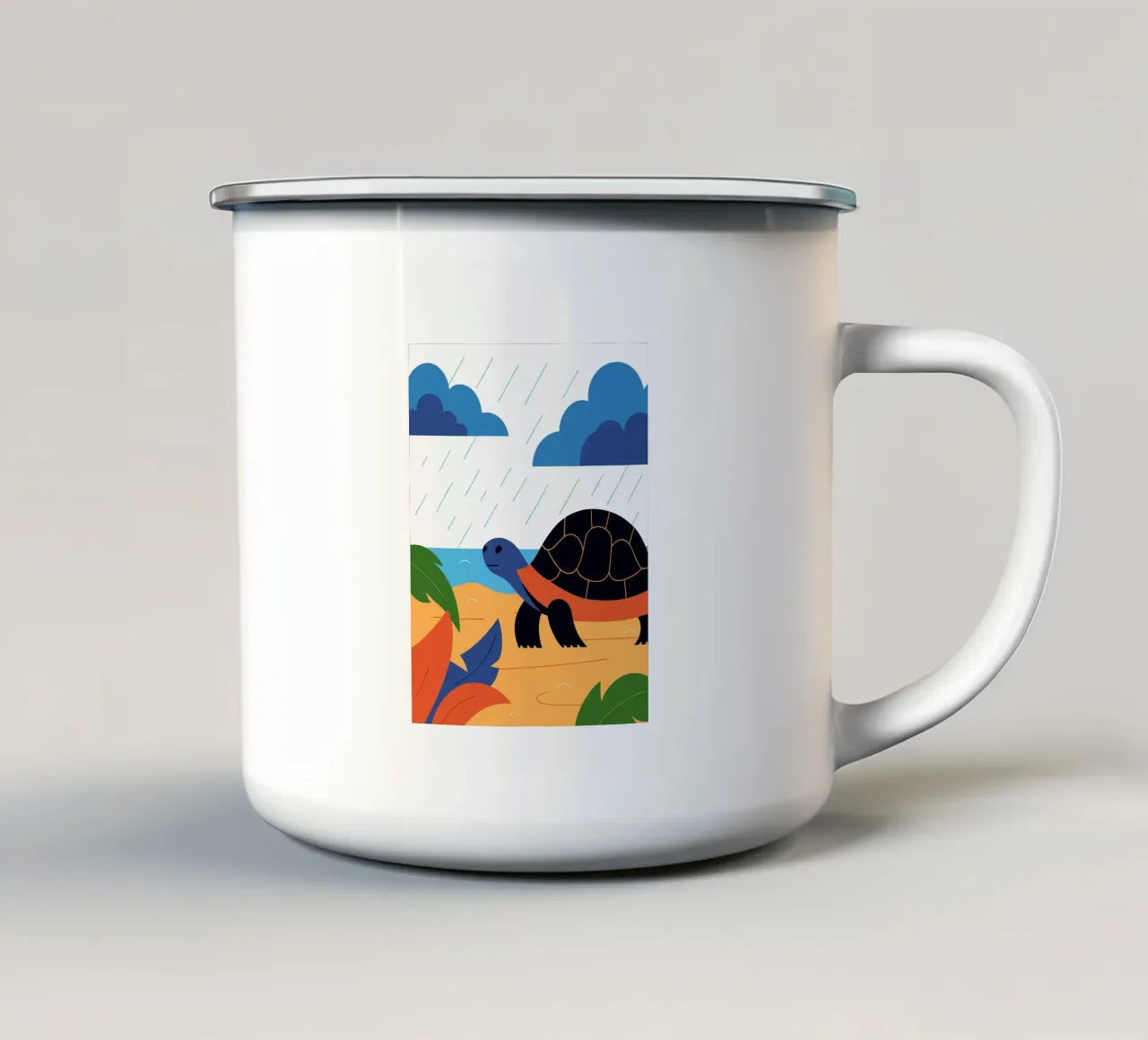 Tartaruga sulla spiaggia tazza in smalto da PROTECT ANIMALS