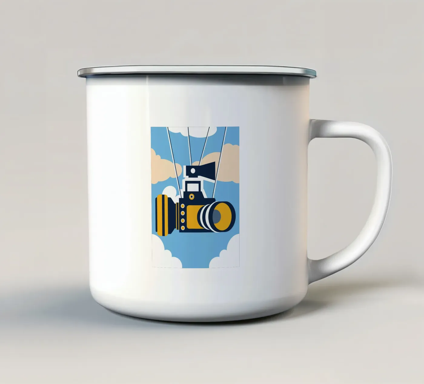 Floating Camera enamel mug by Jurshopp