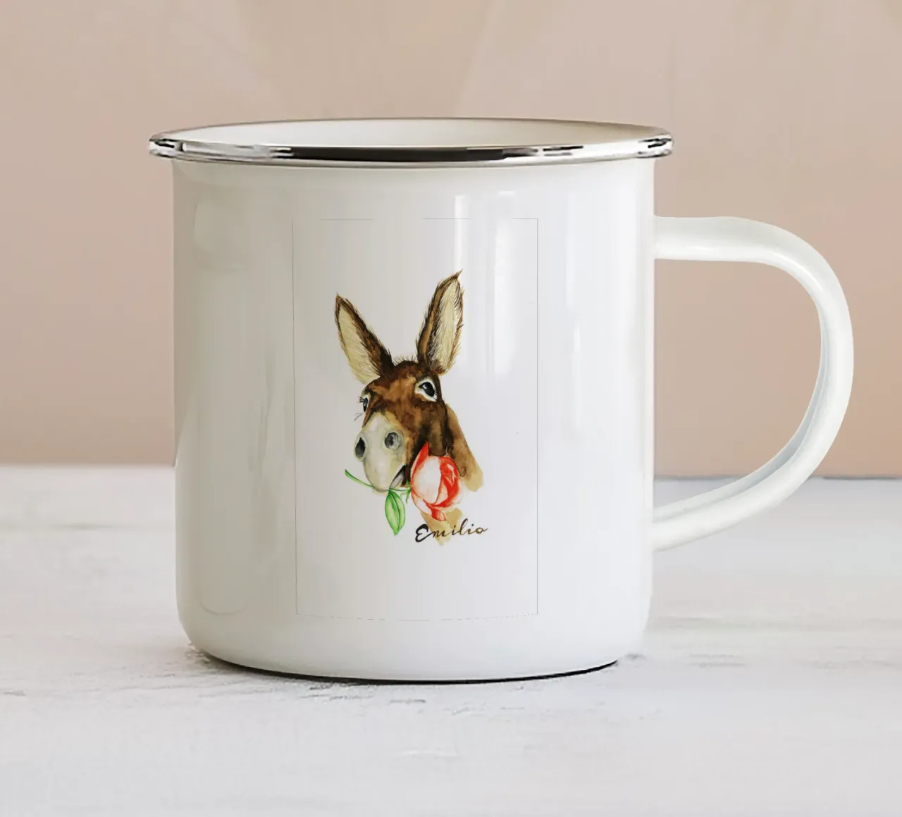 Emilio the Donkey tazza in smalto da Nathys_illustration
