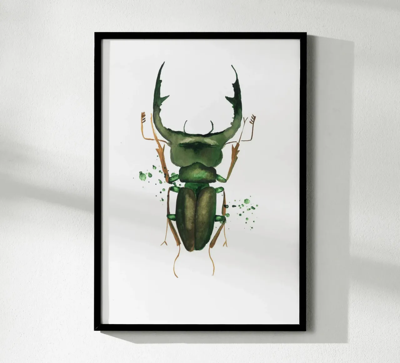 green deer beetle poster con telaio in legno da Nathys_illustration
