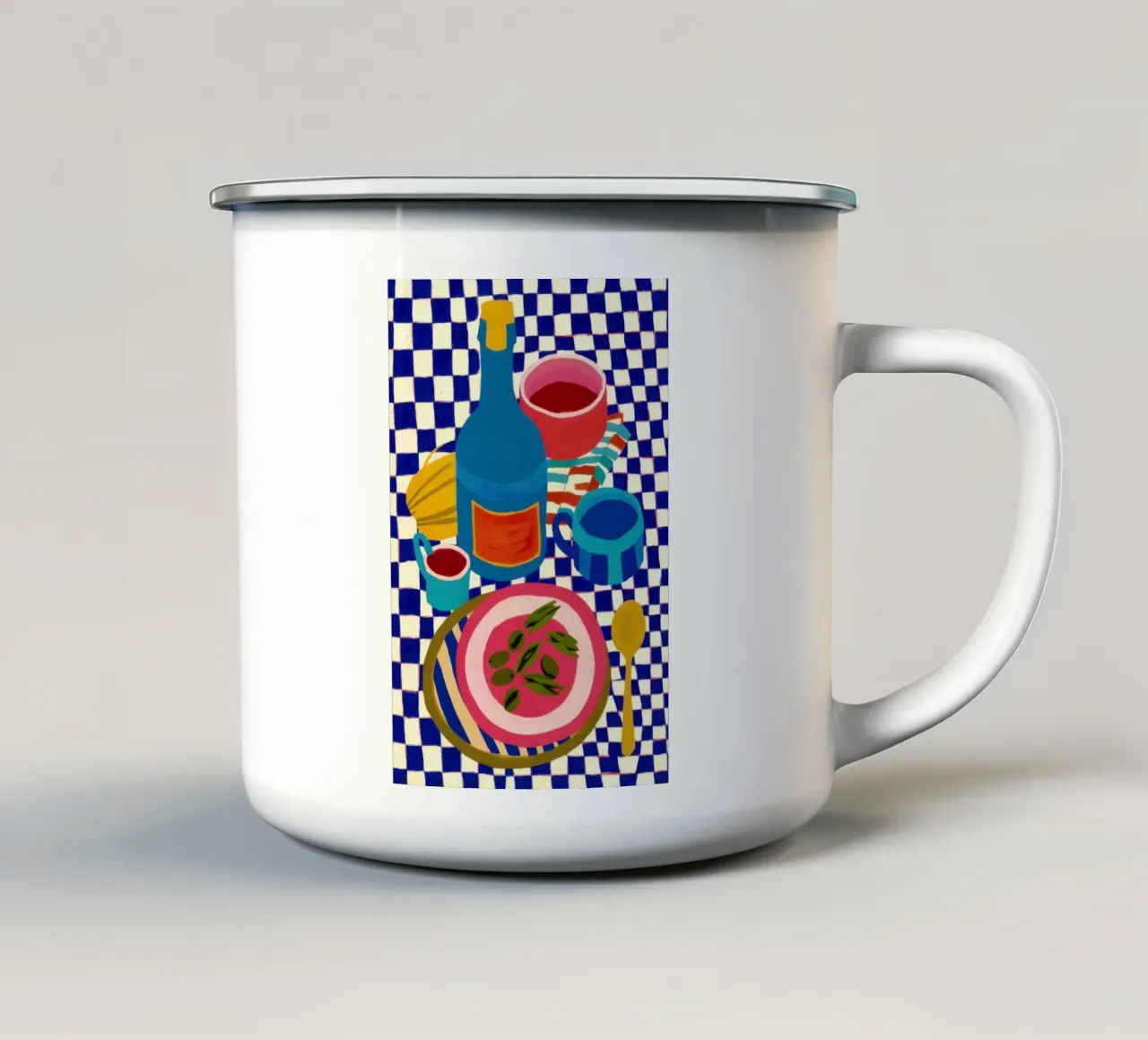 Delizia da picnic a scacchi tazza in smalto da Sky Velour