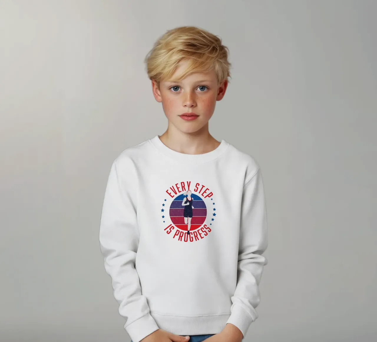 Ogni passo è un progresso. Slogan motivazionale per i runner. felpa bambino da CalliLetters