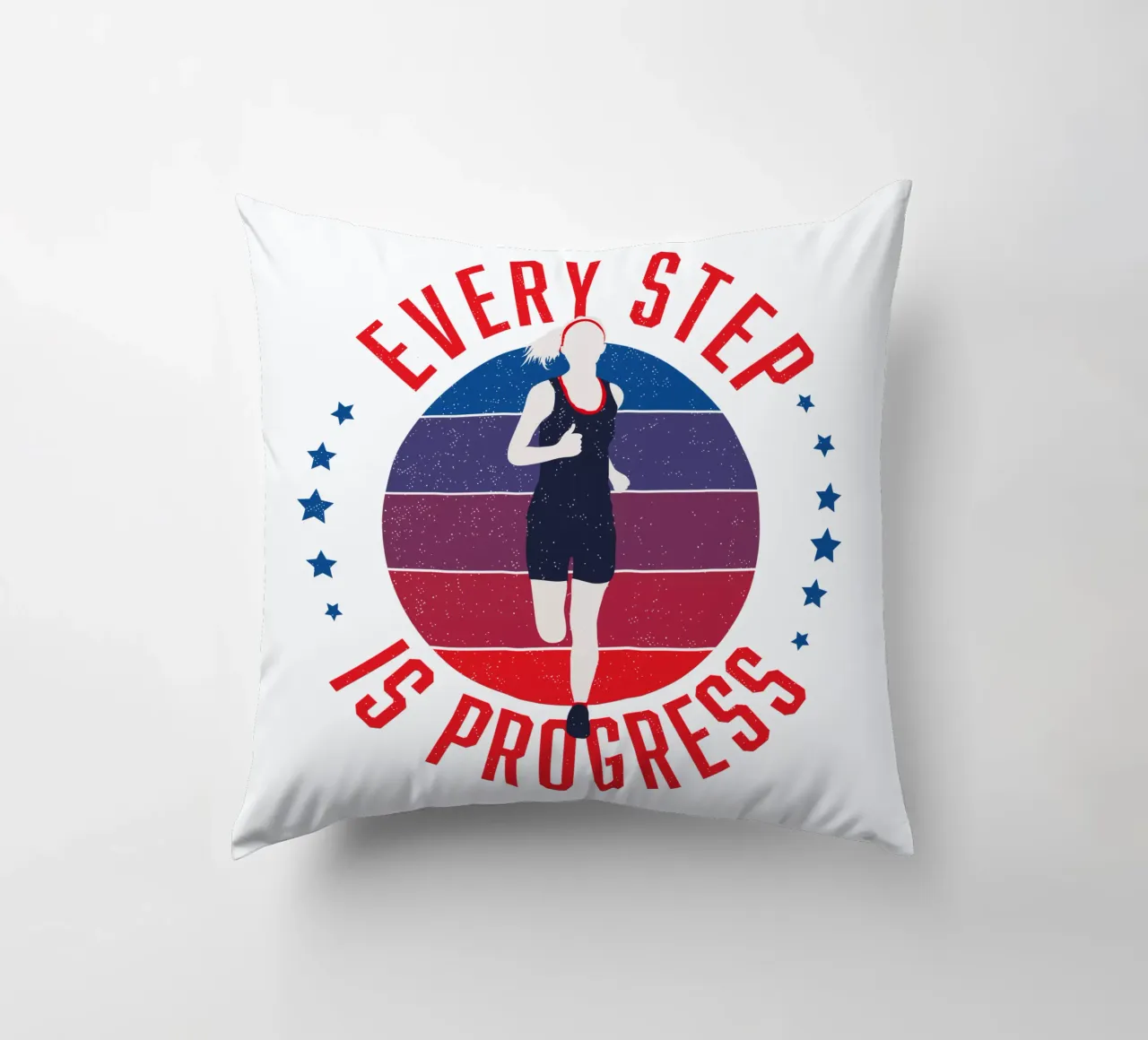 Ogni passo è un progresso. Slogan motivazionale per i runner. cuscino da CalliLetters