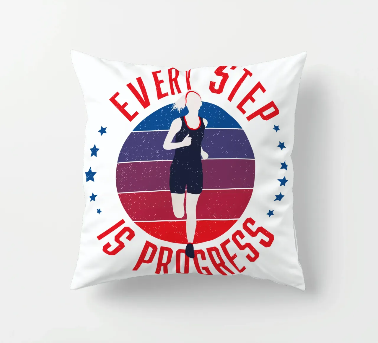 Ogni passo è un progresso. Slogan motivazionale per i runner. cuscino da CalliLetters