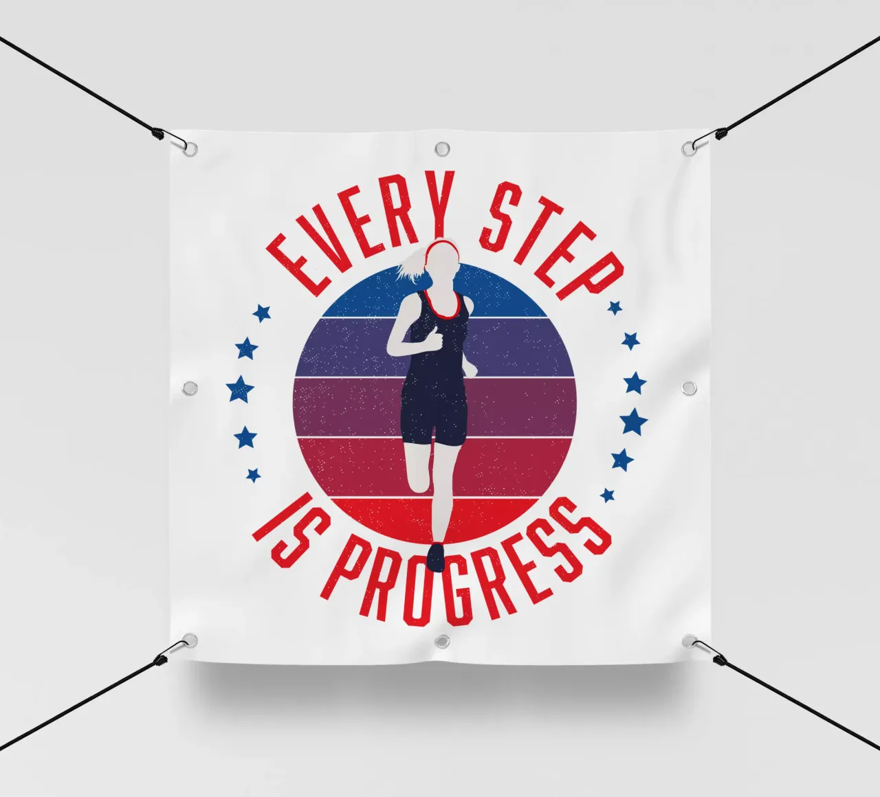 Ogni passo è un progresso. Slogan motivazionale per i runner. telo in pvc da CalliLetters
