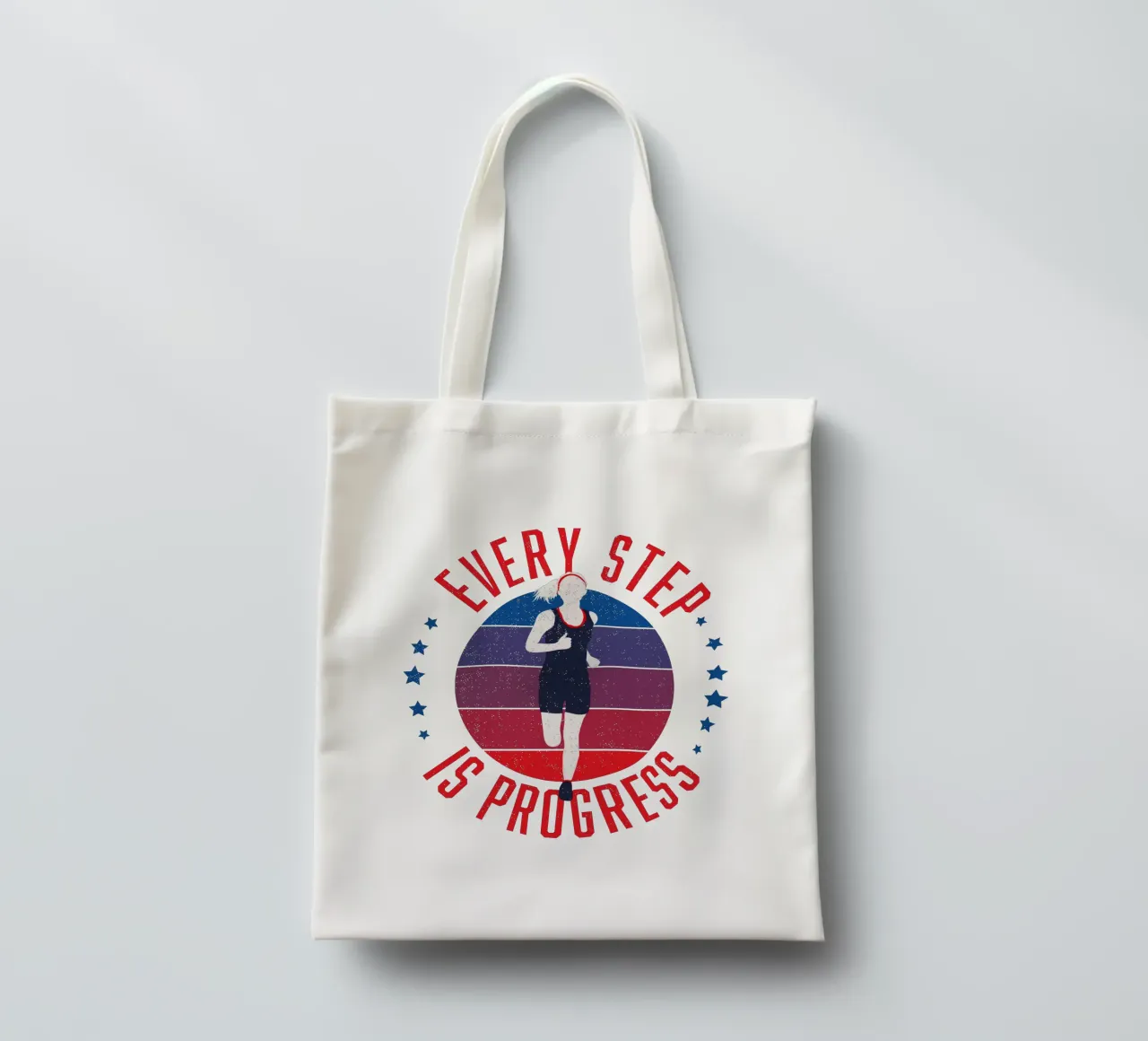 Ogni passo è un progresso. Slogan motivazionale per i runner. borsa in juta da CalliLetters