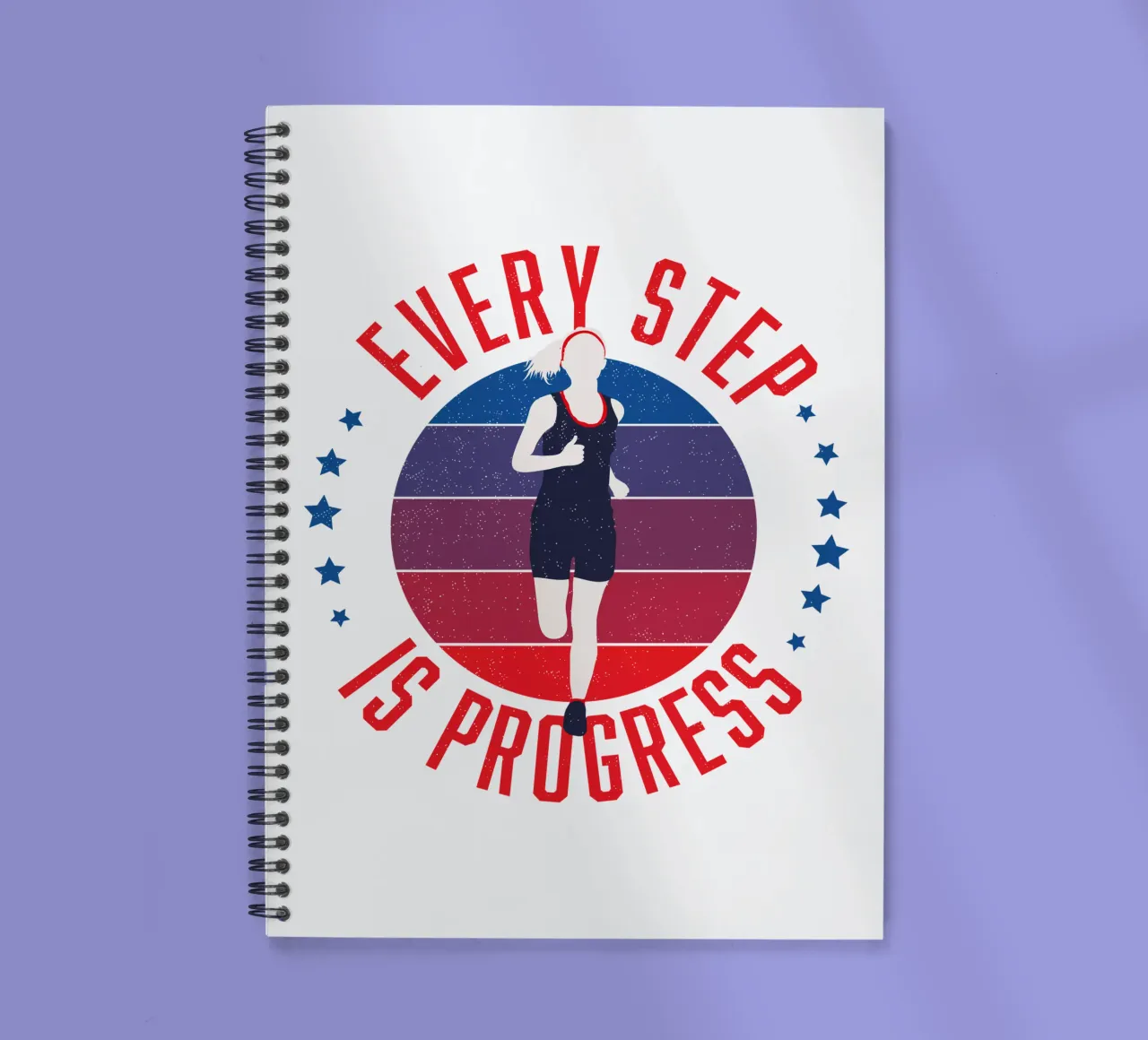 Every Step is Progress. Motivational slogan for runners. spiral notebook by CalliLetters