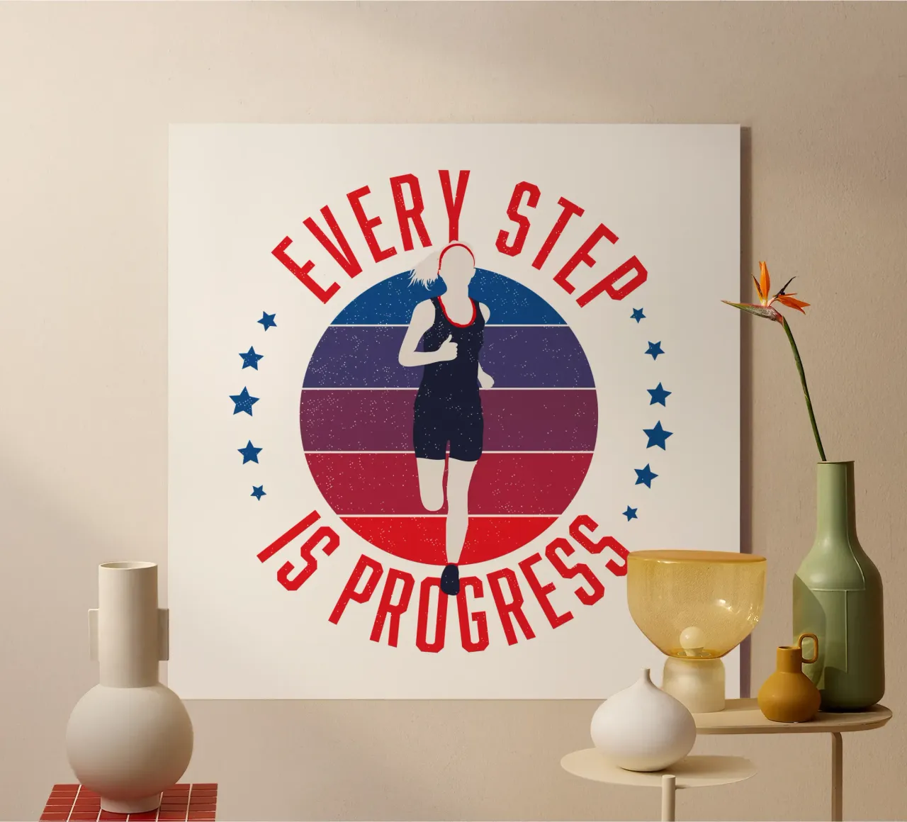 Ogni passo è un progresso. Slogan motivazionale per i runner. plexiglass da CalliLetters