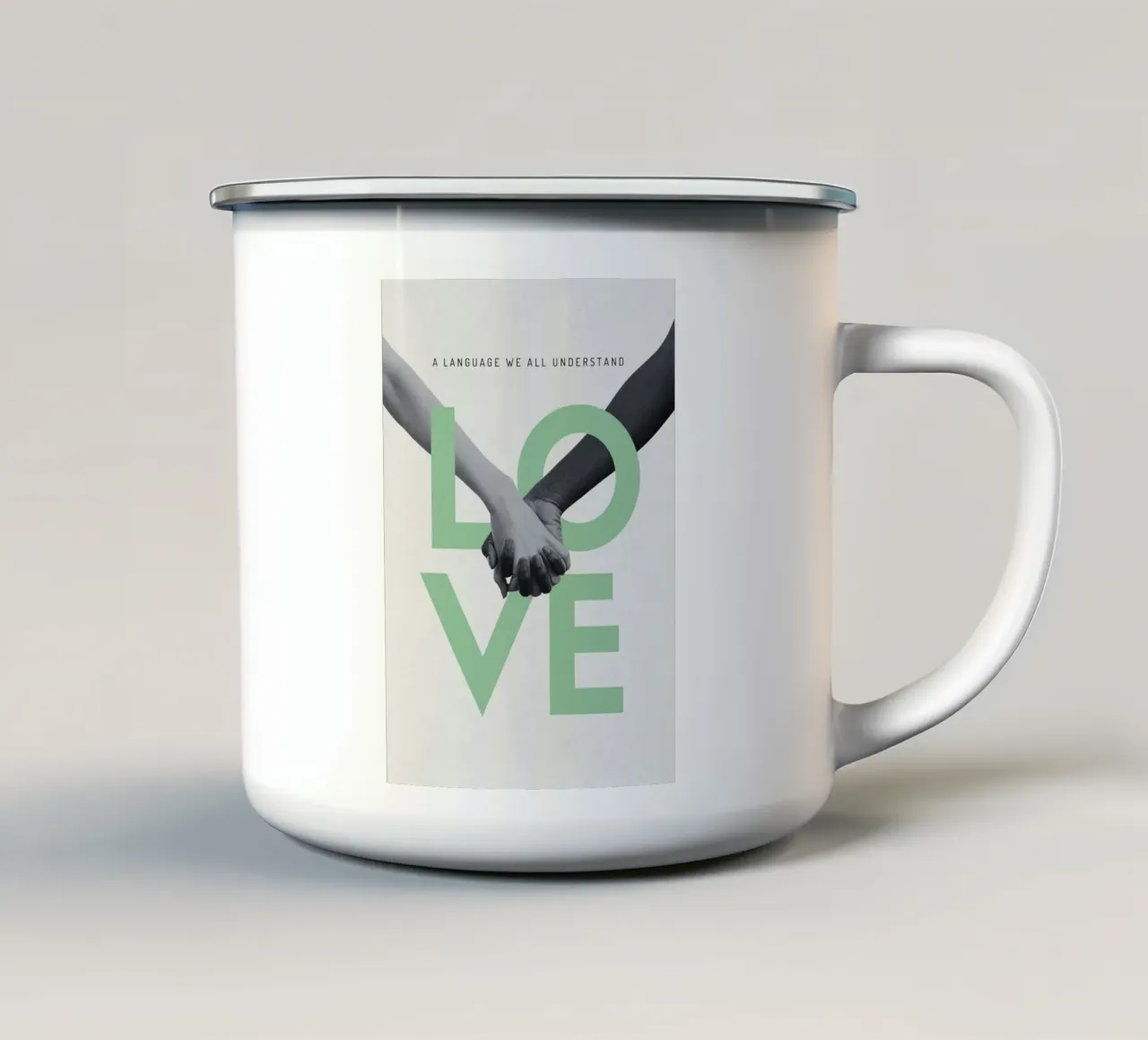 A LANGUAGE WE ALL UNDERSTAND tazza in smalto da ARTEVO