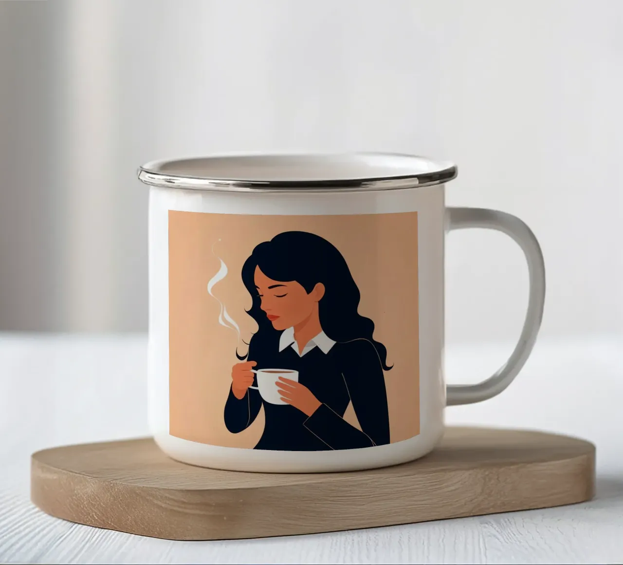 Riflessione sul caffè del mattino tazza in smalto da Maison Solis