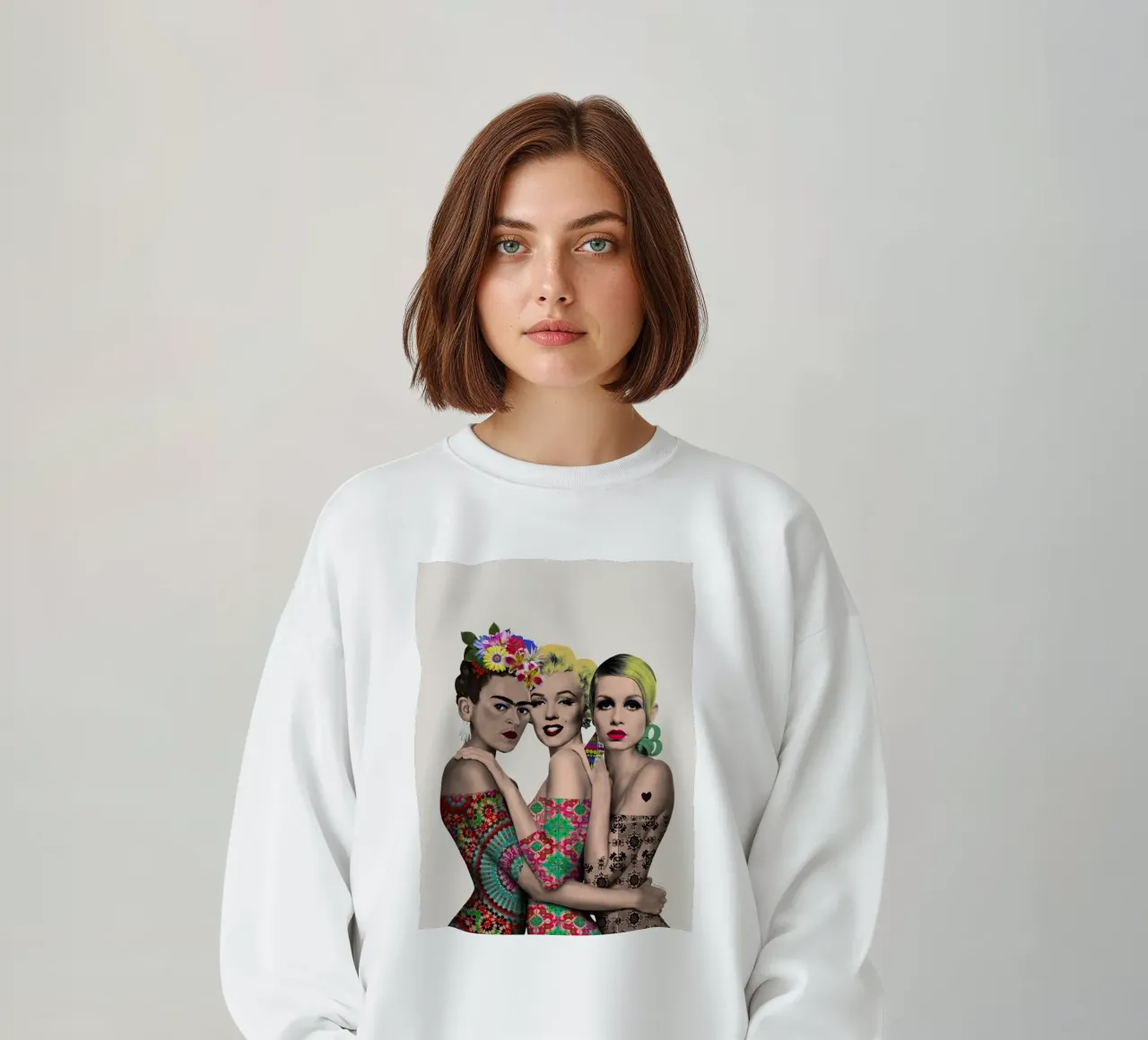 Kahlo, Monroe e Twiggy felpa da Ana Paula Hoppe