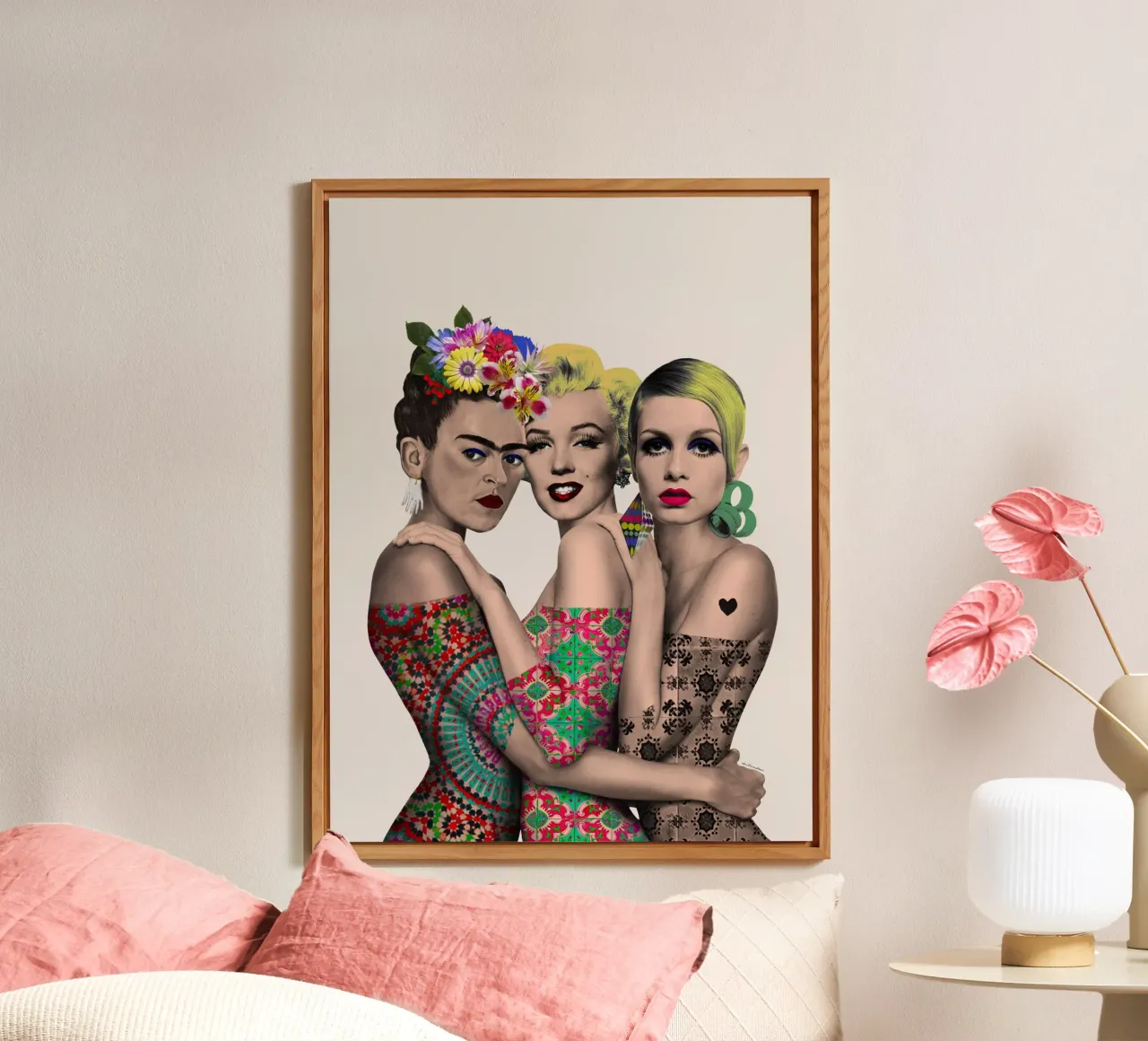 Kahlo, Monroe e Twiggy alluminio dibond da Ana Paula Hoppe