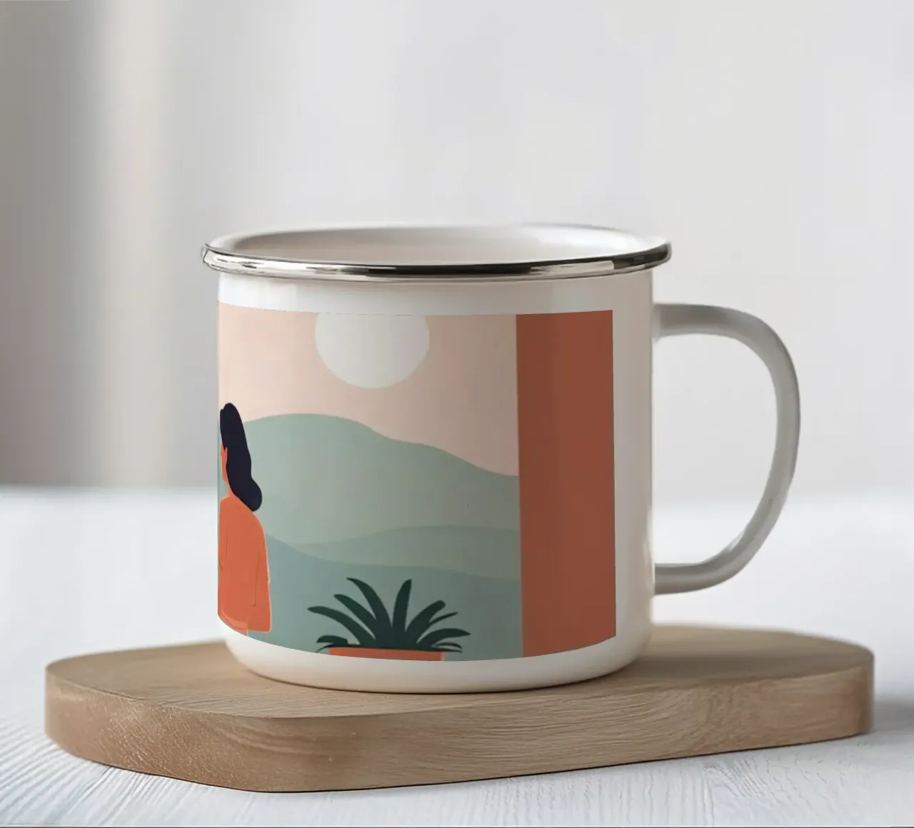 Mattina con le piante tazza in smalto da Maison Solis