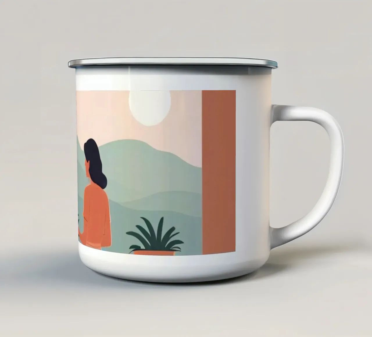 Mattina con le piante tazza in smalto da Maison Solis