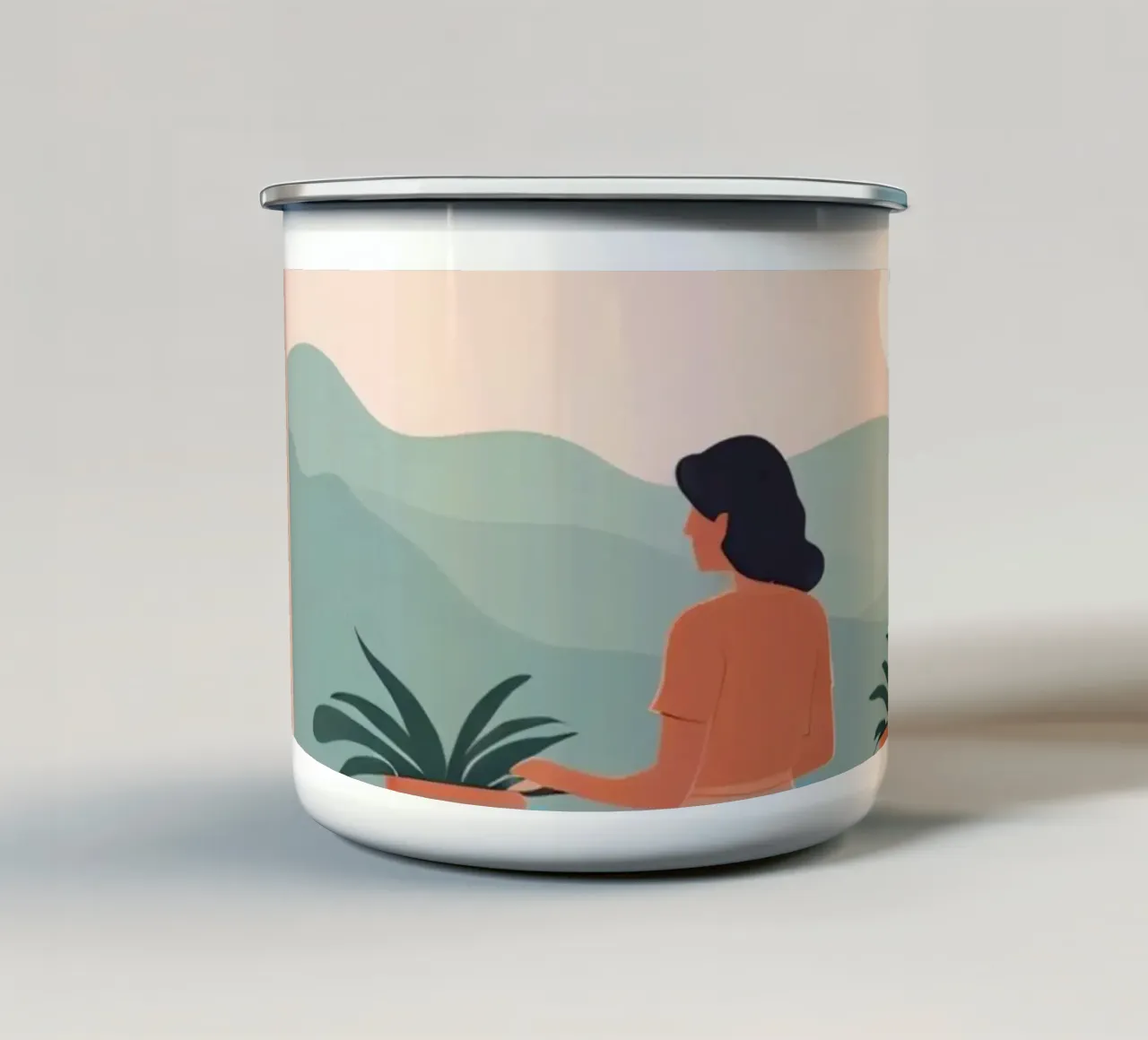 Mattina con le piante tazza in smalto da Maison Solis