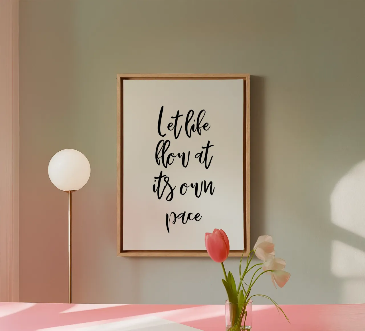 Let life flow at its own pace tela da Quotes on walls