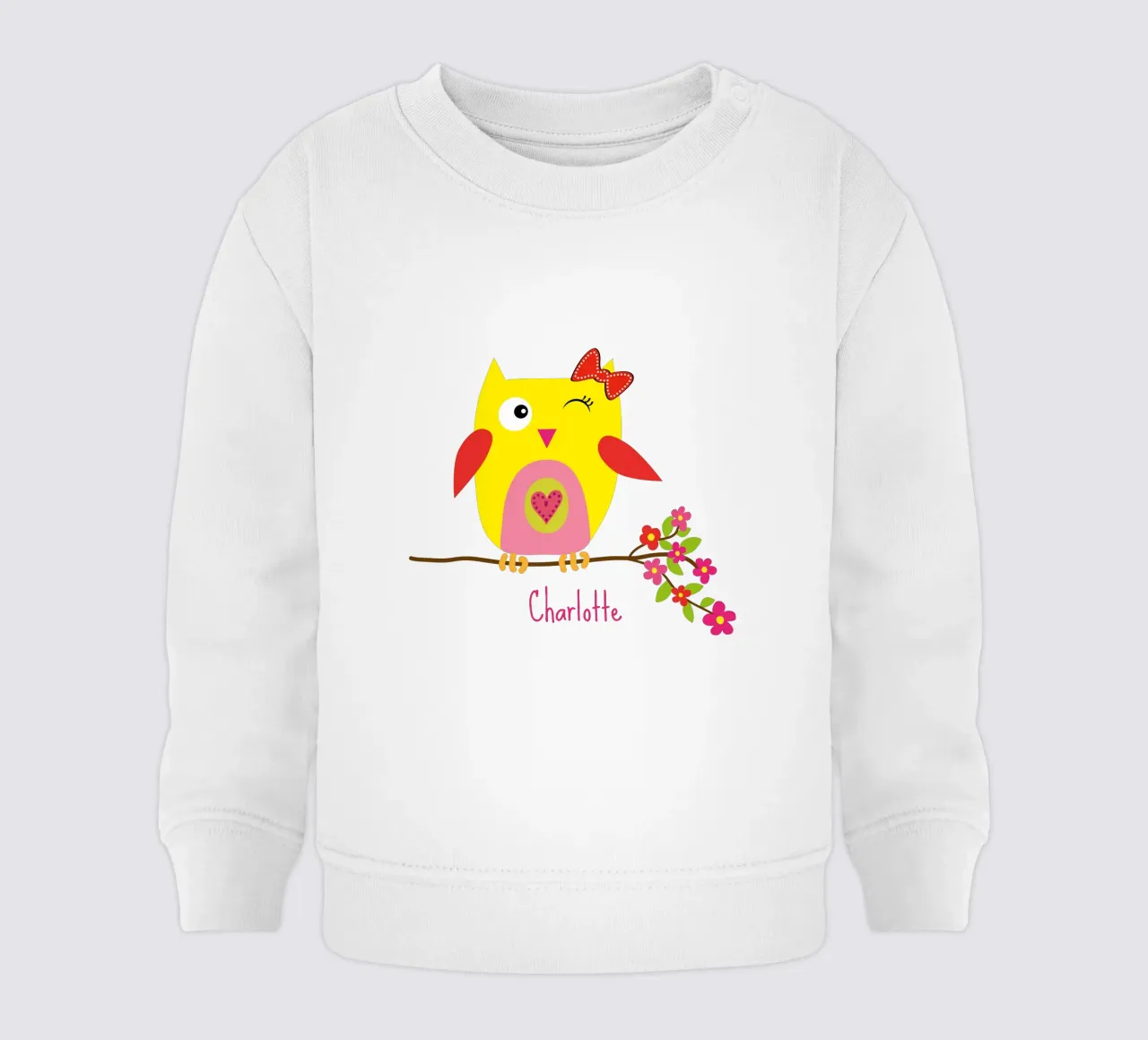 Simpatico gufo con fiori rosa personalizzato felpa neonato da Petra Lang - Design