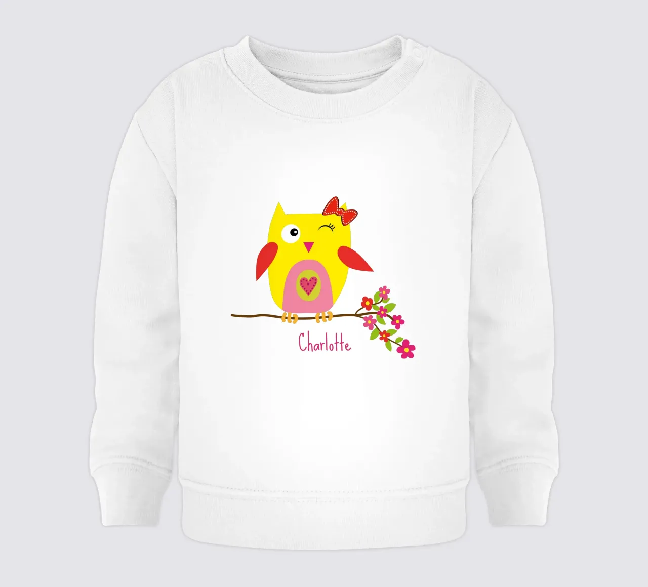 Simpatico gufo con fiori rosa personalizzato felpa neonato da Petra Lang - Design