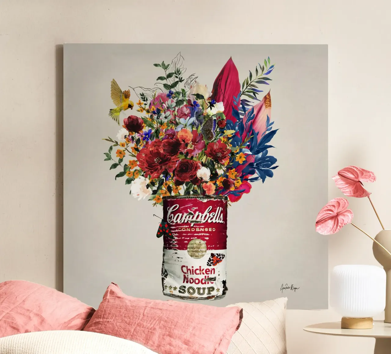 Campbell´s Pink Quadrado tela con Cornice a cassetta da Ana Paula Hoppe