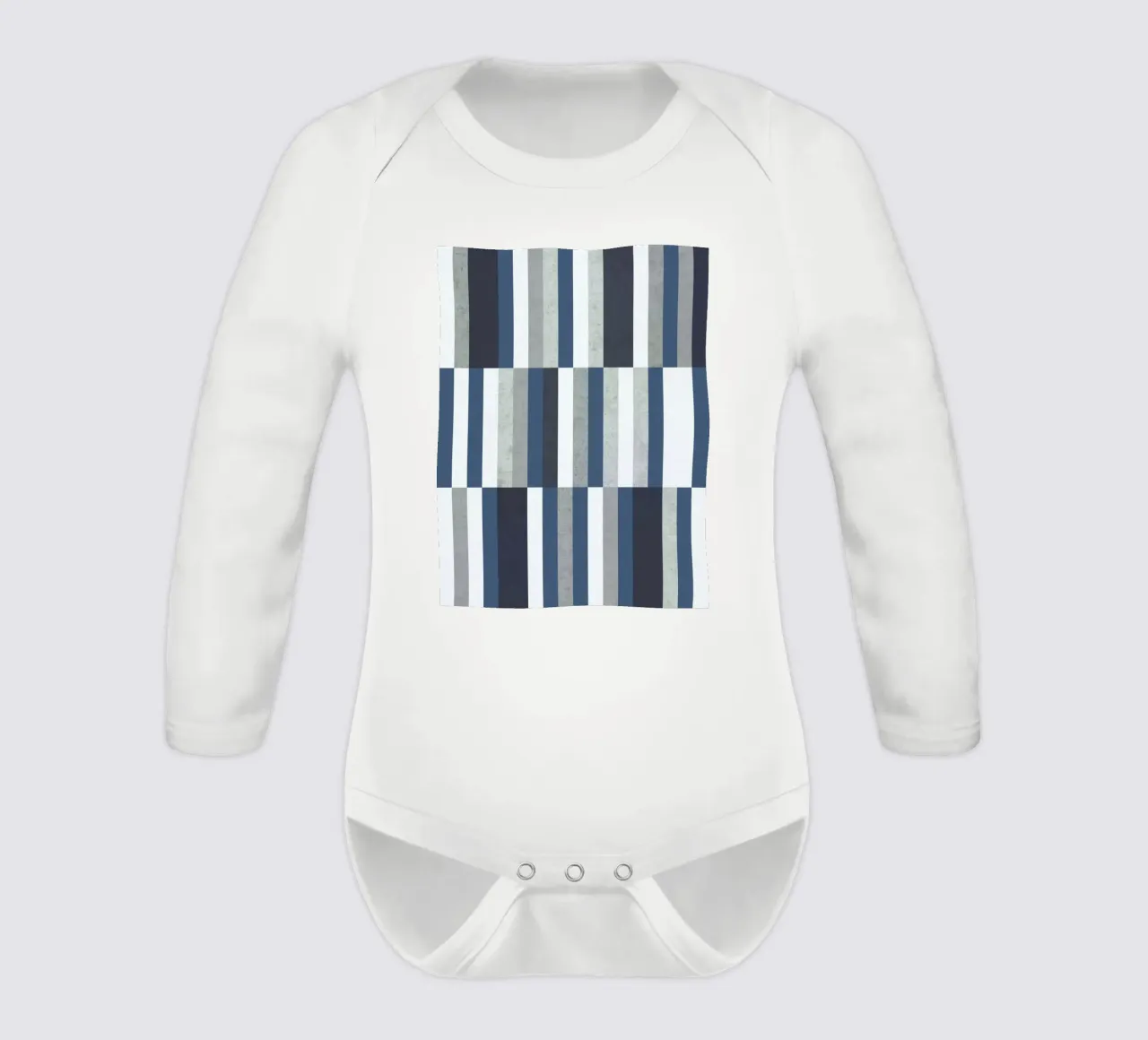 Ocean Geometry - Modern Nautical Stripes in Blau Navy Gray babyrompertje lange mouwen van Petra Lang - Design