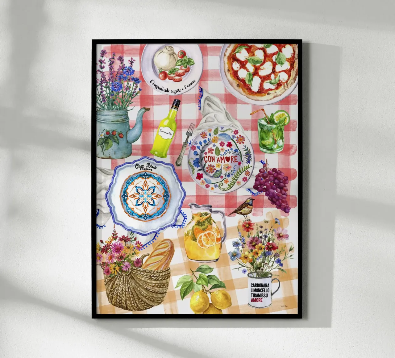 Amalfi Coast poster con telaio in alluminio da Ana Paula Hoppe