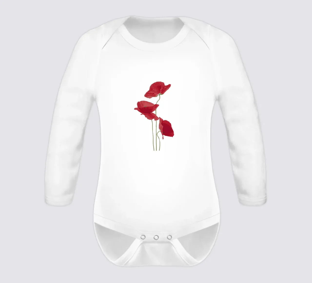 Rote Mohnblumen Langarm Babybody von LaylaOzFun