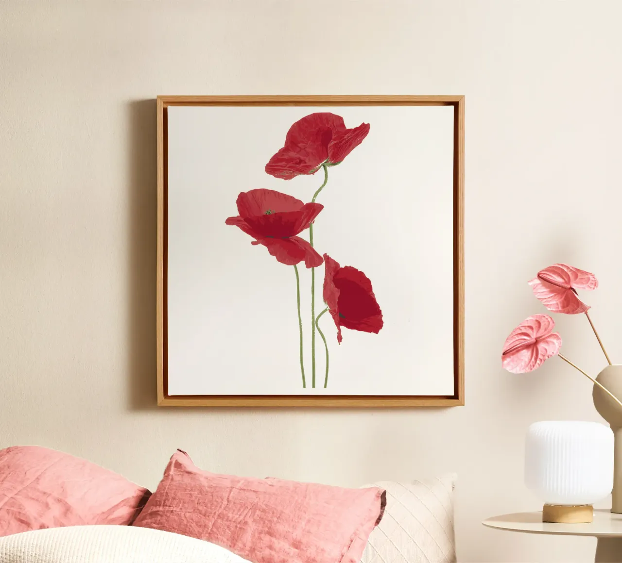 Red poppies canvas with Floater frame by LaylaOzFun