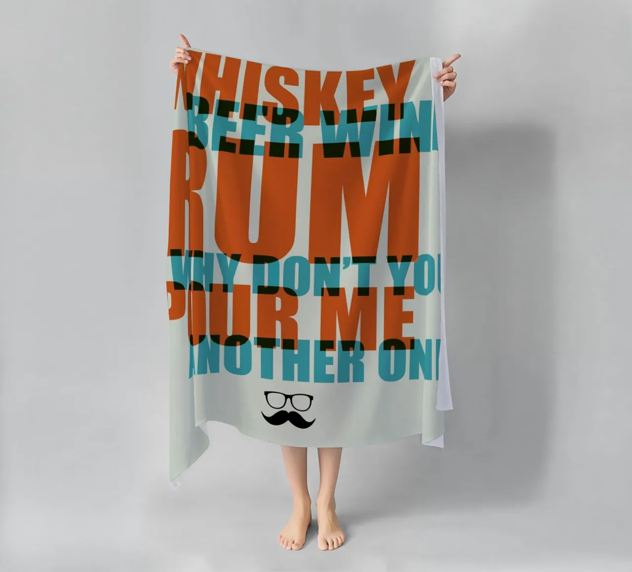 Whiskey, Beer and Wine Poster beach towel by Naxart