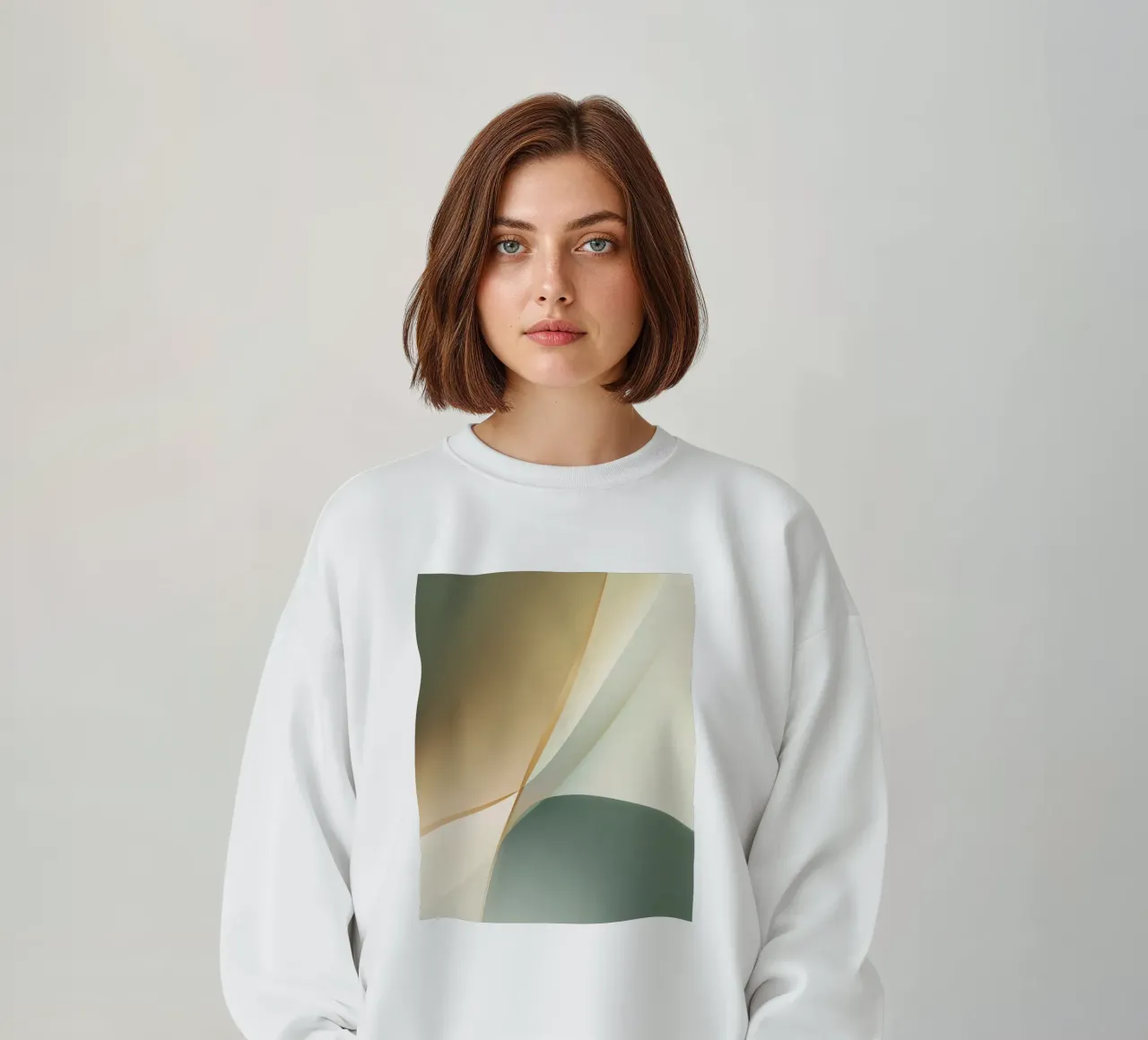 Soft Minimal Abstract in Sage and Sand Layers sweatshirt by StudioVO