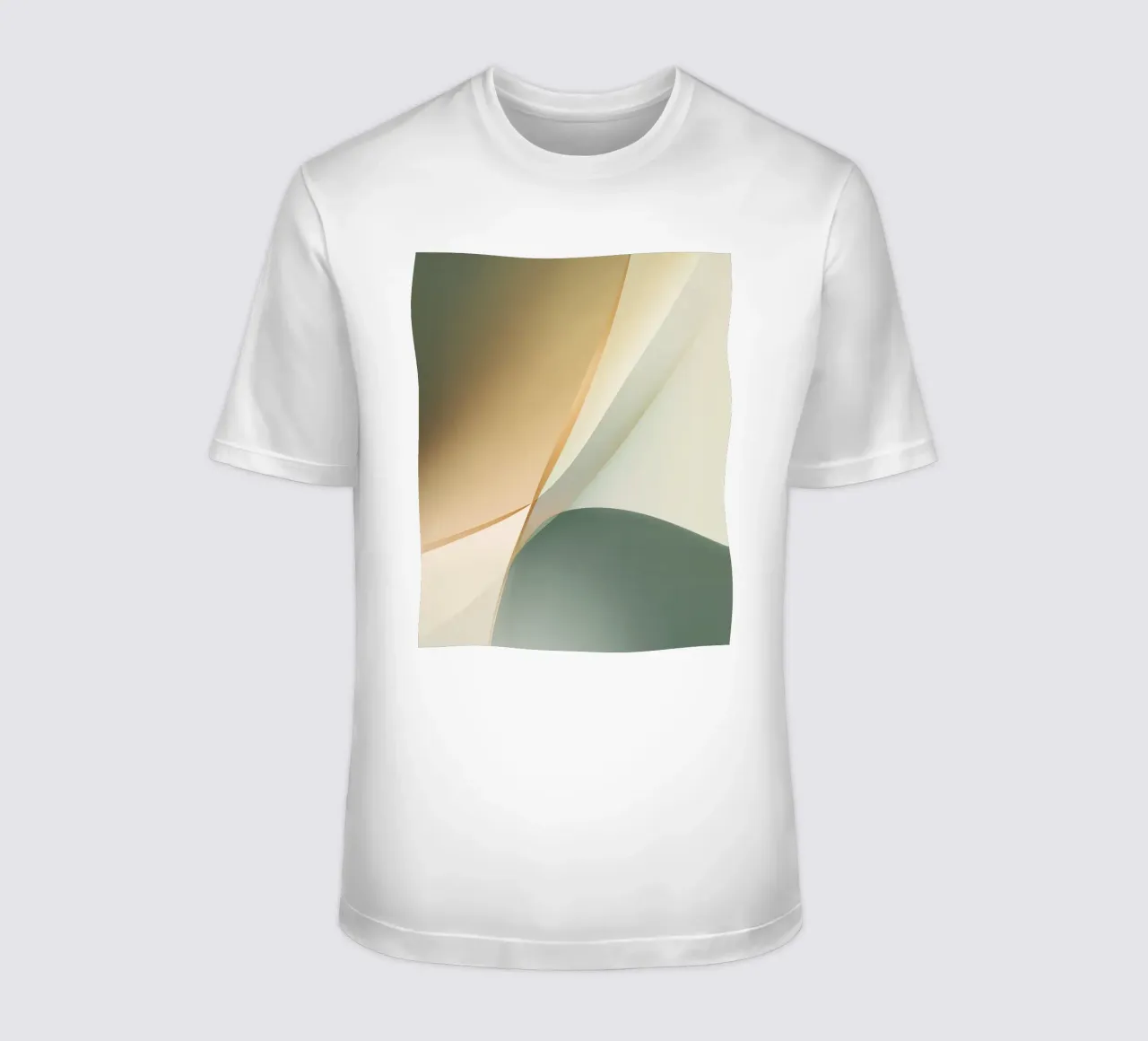 Soft Minimal Abstract in Sage and Sand Layers t-shirt by StudioVO