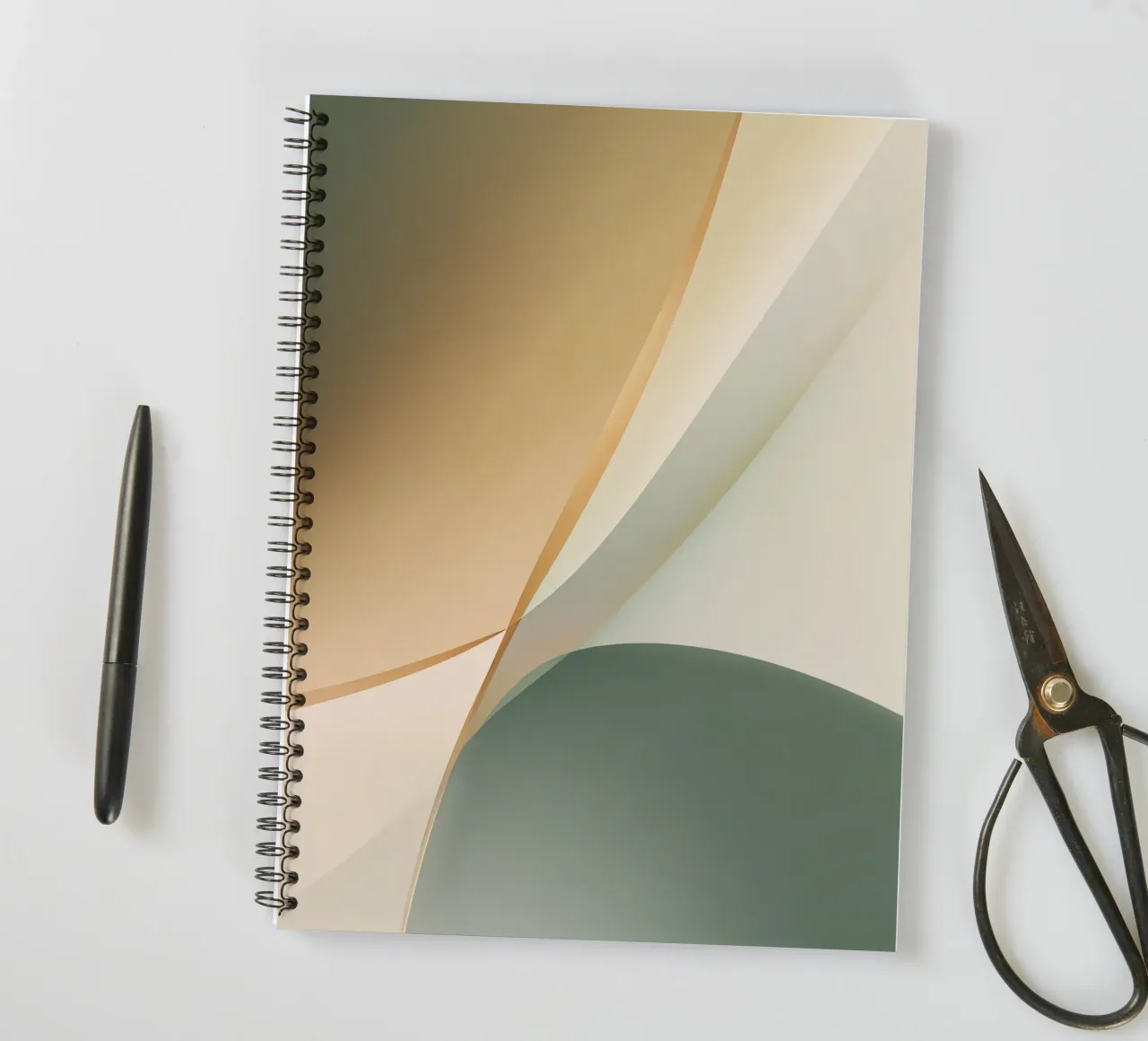 Soft Minimal Abstract in Sage and Sand Layers spiral notebook by StudioVO