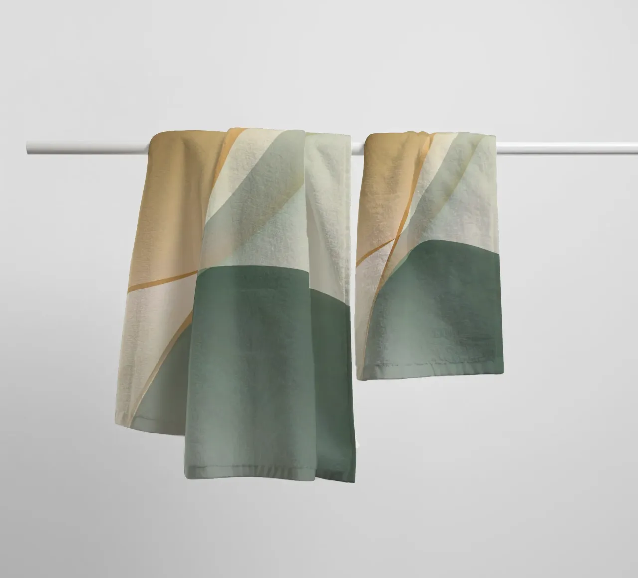 Soft Minimal Abstract in Sage and Sand Layers towel by StudioVO