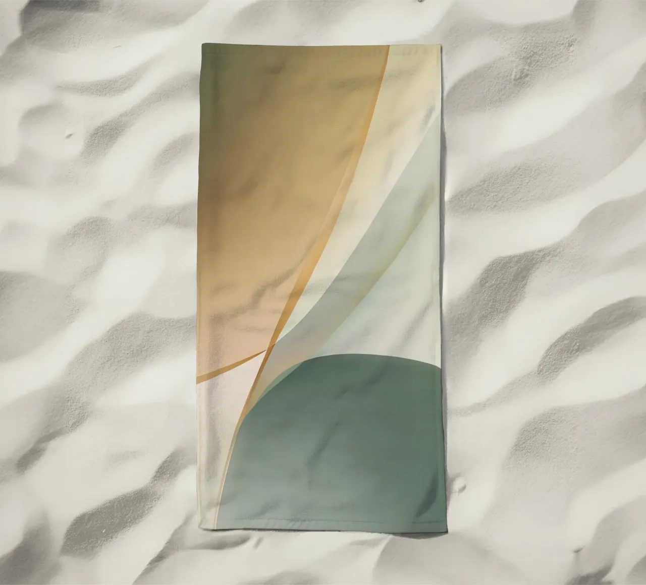Soft Minimal Abstract in Sage and Sand Layers beach towel by StudioVO