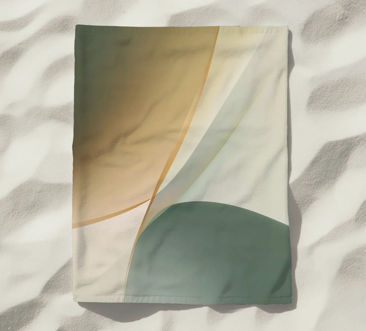 Soft Minimal Abstract in Sage and Sand Layers beach towel by StudioVO