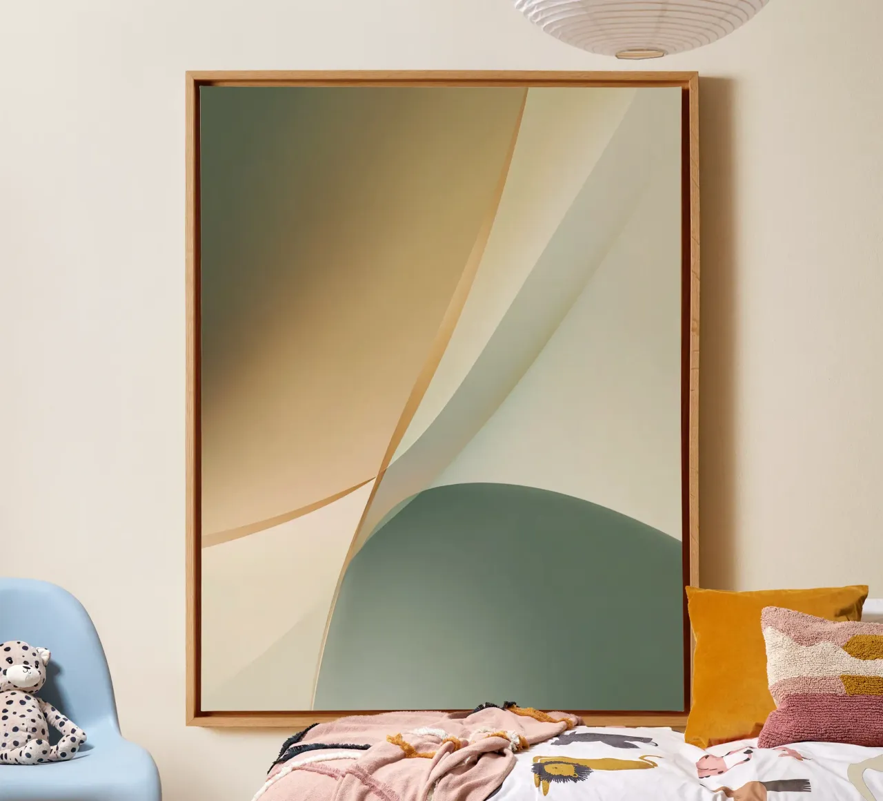 Soft Minimal Abstract in Sage and Sand Layers canvas by StudioVO