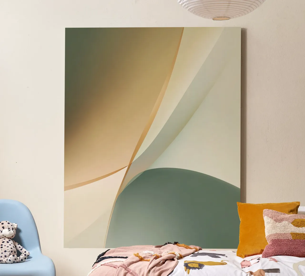 Soft Minimal Abstract in Sage and Sand Layers canvas by StudioVO