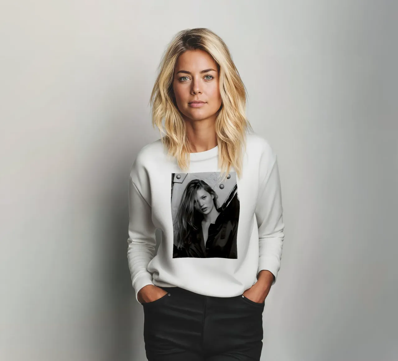 Kate Moss in seta e acciaio felpa da Galery Vintage