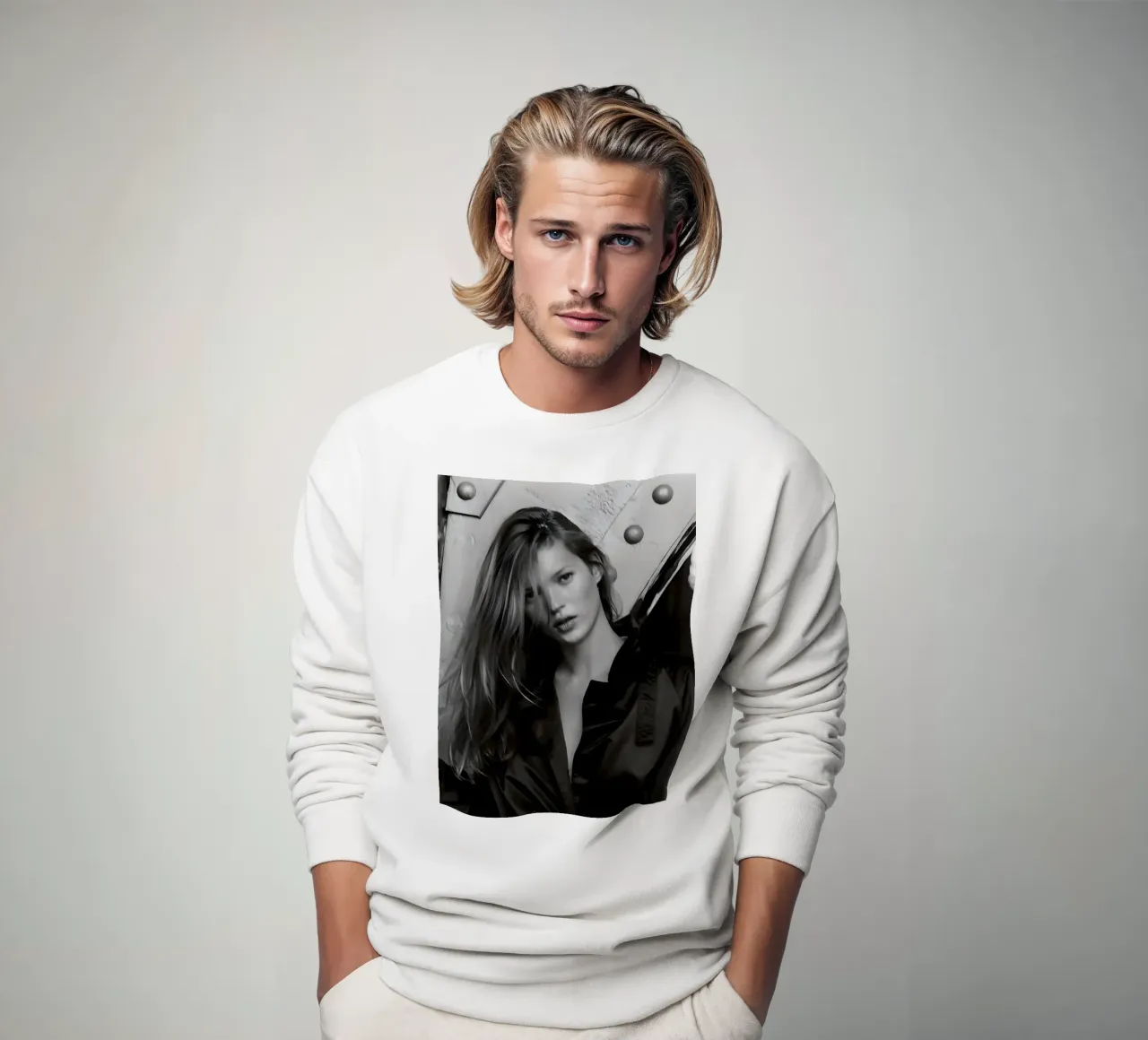 Kate Moss in seta e acciaio felpa da Galery Vintage