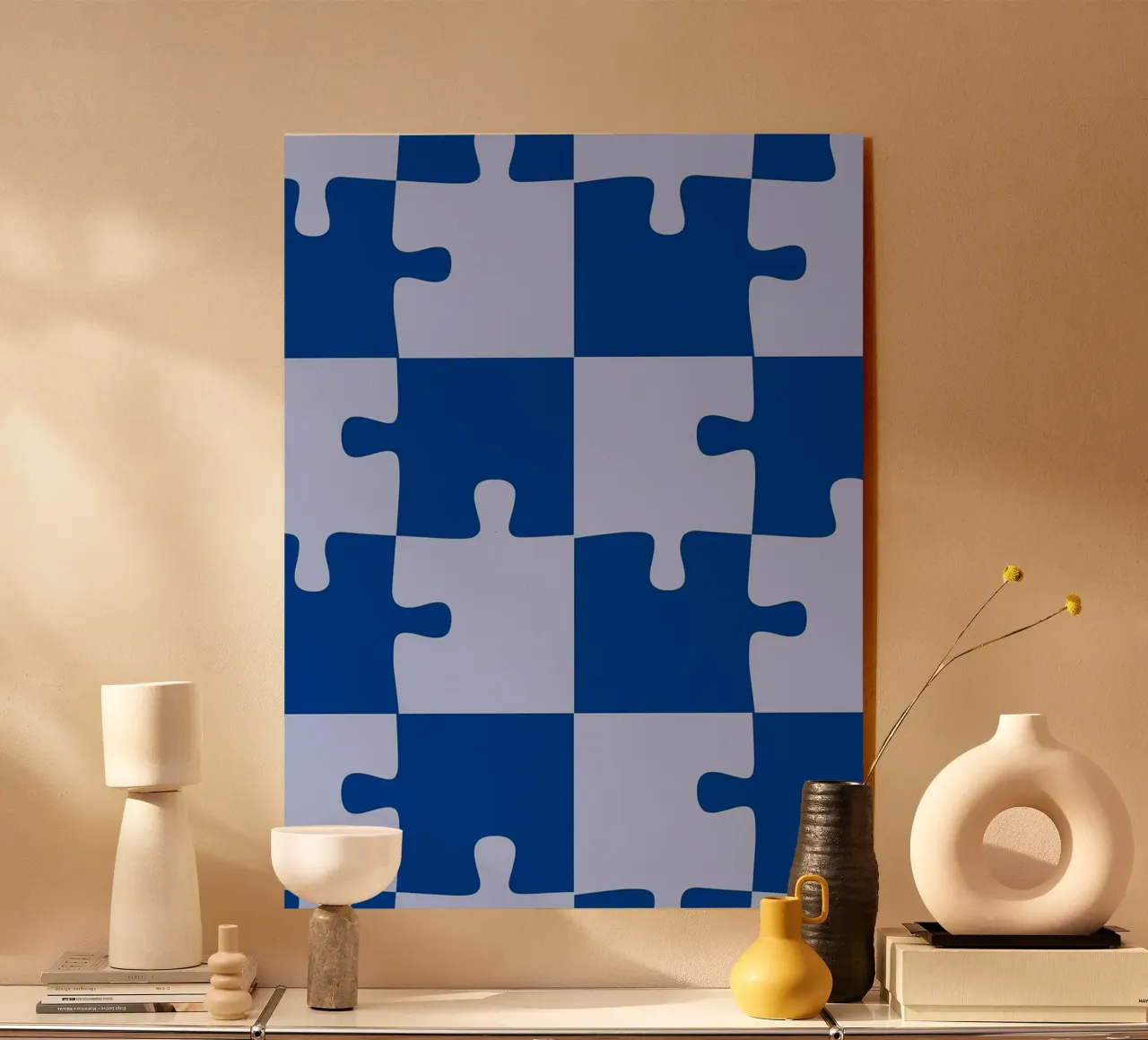 blue puzzle acrylic glass by Joewanda