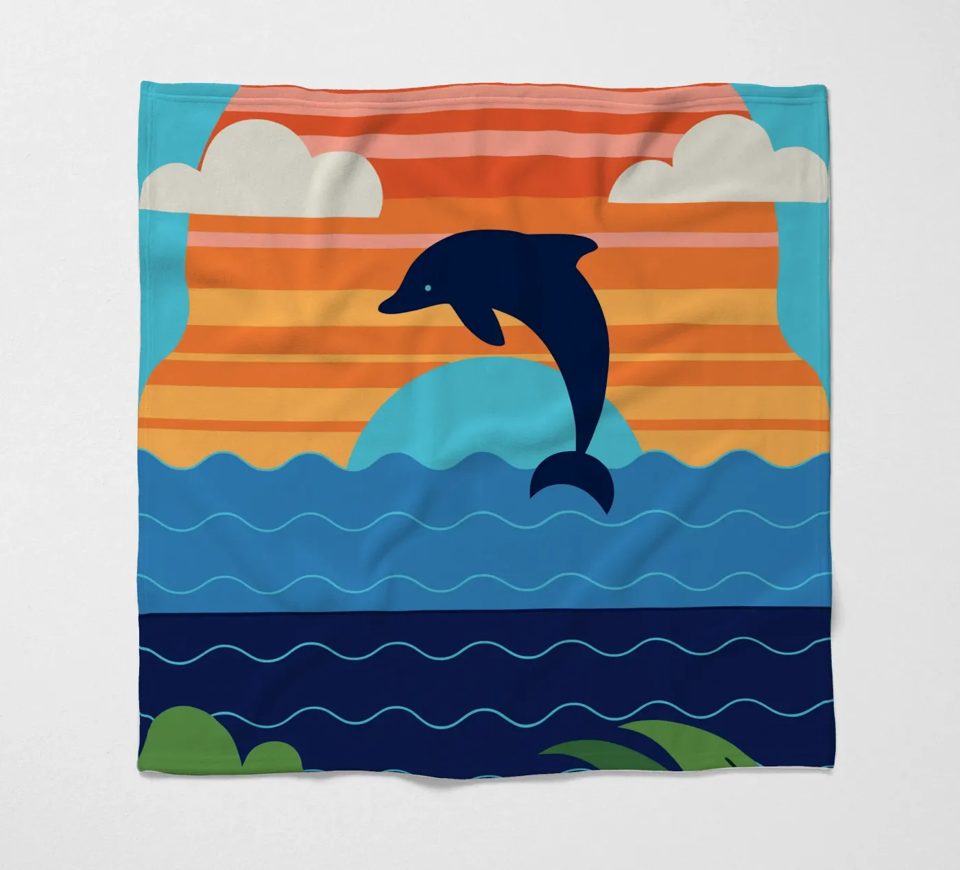 Dolphin Sunset Fleecedecke von PROTECT ANIMALS