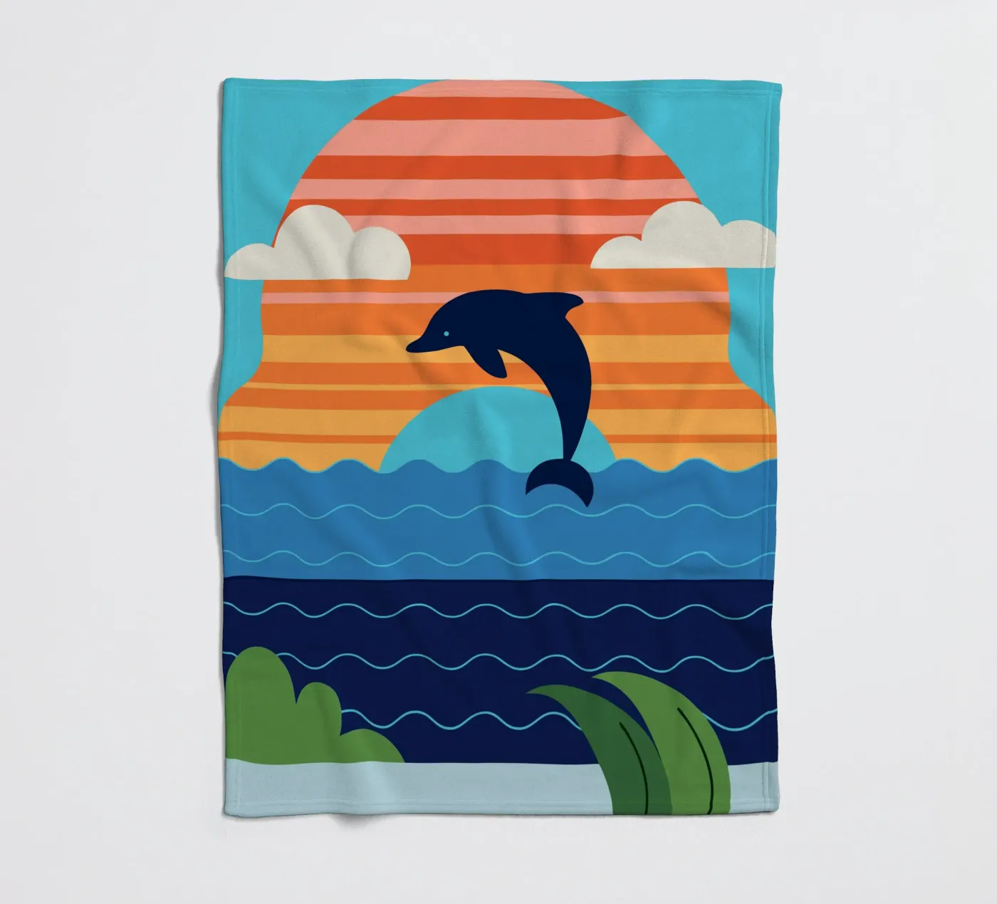 Dolphin Sunset Fleecedecke von PROTECT ANIMALS
