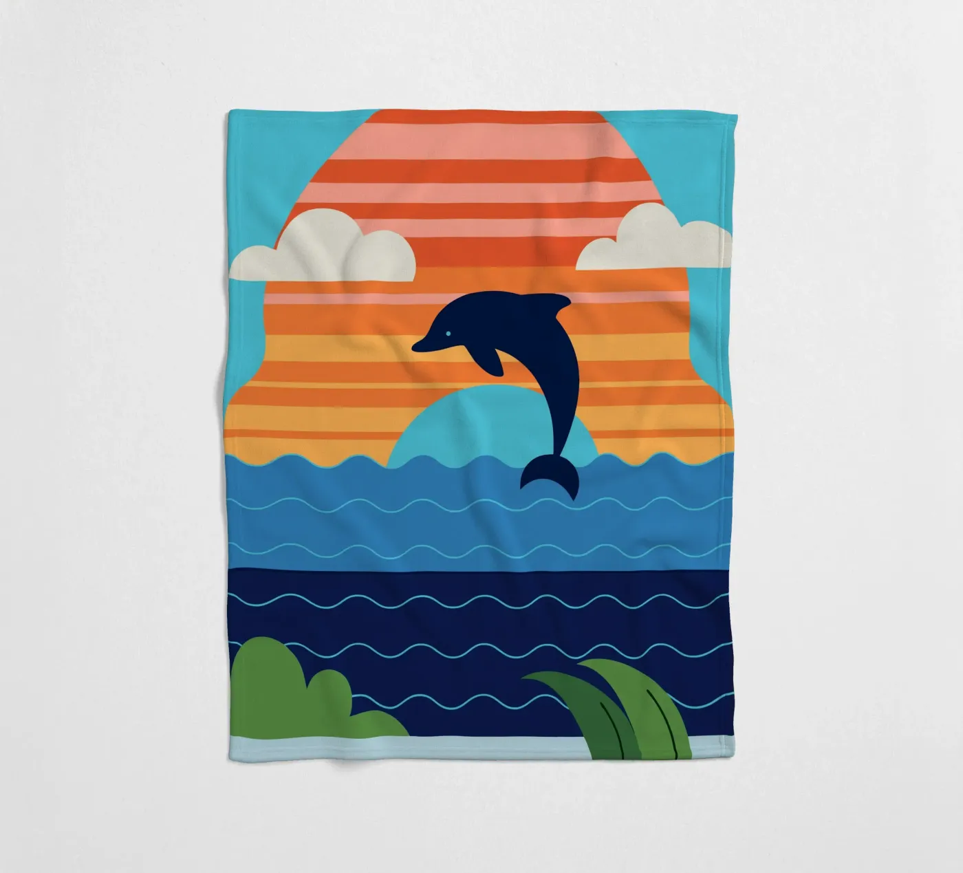 Dolphin Sunset Fleecedecke von PROTECT ANIMALS