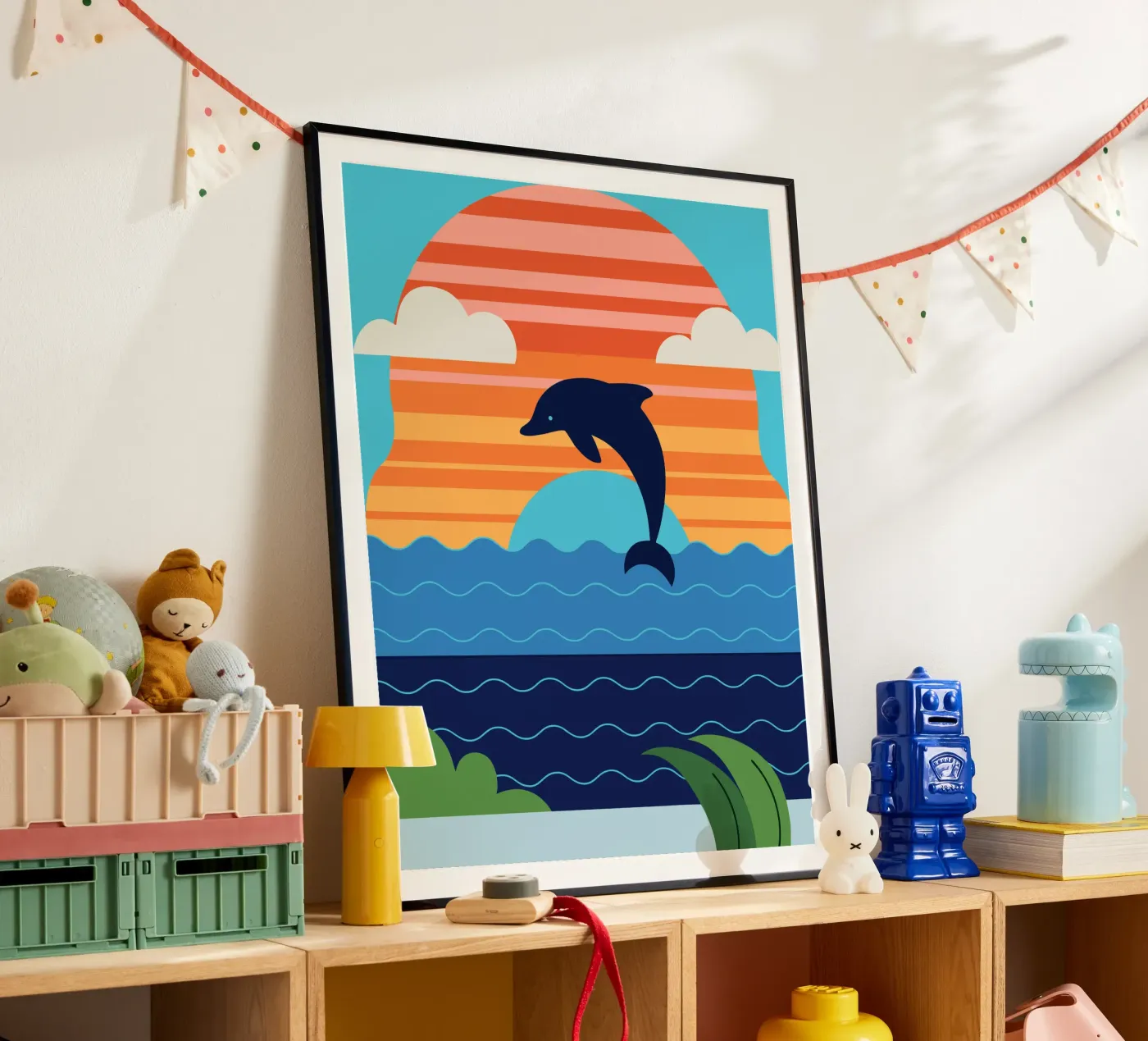 Delfin-Sonnenuntergang Poster von PROTECT ANIMALS