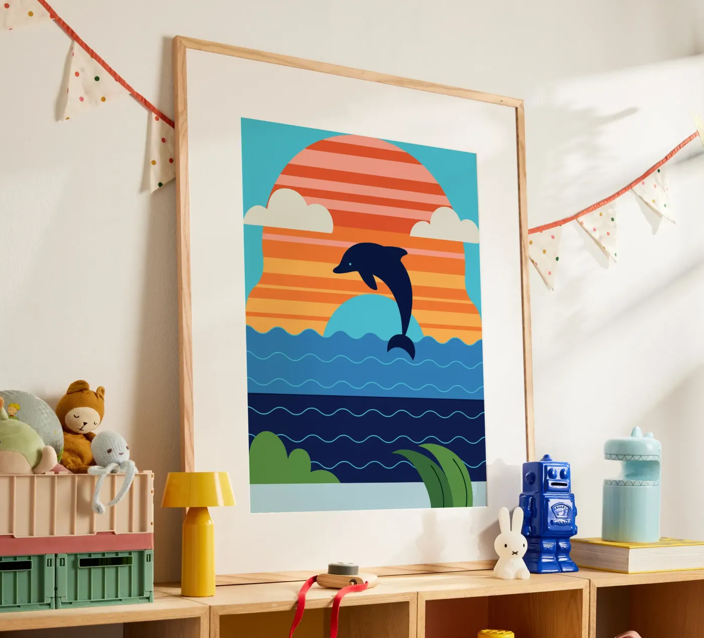 Delfin-Sonnenuntergang Poster von PROTECT ANIMALS