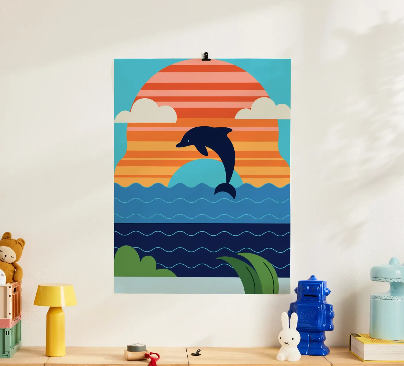 Delfin-Sonnenuntergang Poster von PROTECT ANIMALS